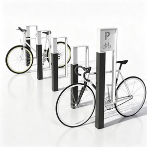Bicycle Bike Parking Rack Vertical Design Space Saving Powder Coated Steel Factory Street Sidewalk
