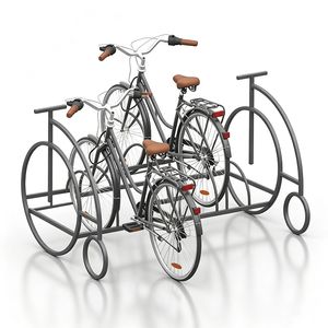 Bicycle Bike Parking Rack Loop Design Floor Mounted Powder Coated Metal China Modern Park Garage Holder