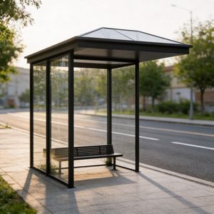 Simple Bus Metal Stop Shelter City Furniture Public Solar Bus Shelter