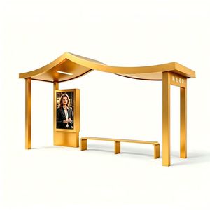 Modern Solar Bus Shelter Custom-Shaped Wind-Resistant Bus Stop Shelter