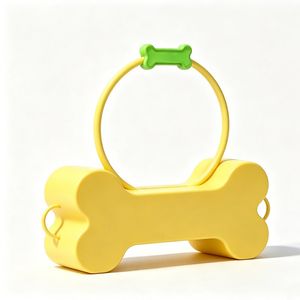 Pet Training Dog Park Agility Jump Hoop Bone Base Yellow Plastic Outdoor
