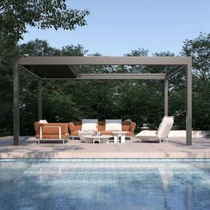Heavy Duty Aluminum Pergola Louvered Roof Wind Snow Resistant for Outdoor Garden Backyard Use