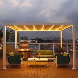 Motorized Aluminum Louvered Pergola Electric Remote Control Patio Cover for Hotel Resort Commercial