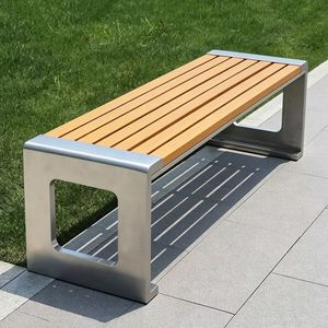 Simple Outdoor Furniture Public Plastic Wood Bench Park Bench Garden Solar Bench