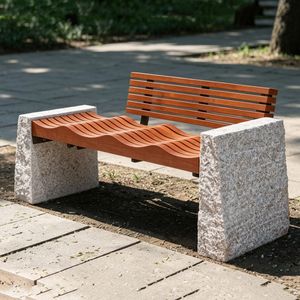 Stone-Look Solar Powered Smart Bench for Outdoor Public Park