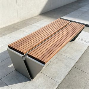 Outdoor Metal Bench Solid Wood Garden Bench Park Solar Bench