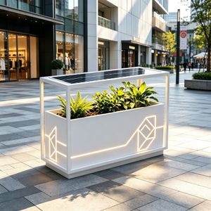 Custom Heavy Duty Galvanized Steel Solar Atmosphere Lights Outdoor Planter Box